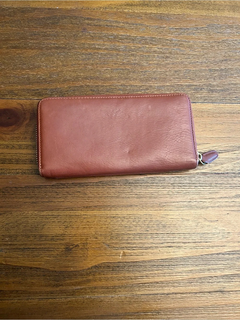 Coach New York Cognac Leather Zip Around Accordion Wallet